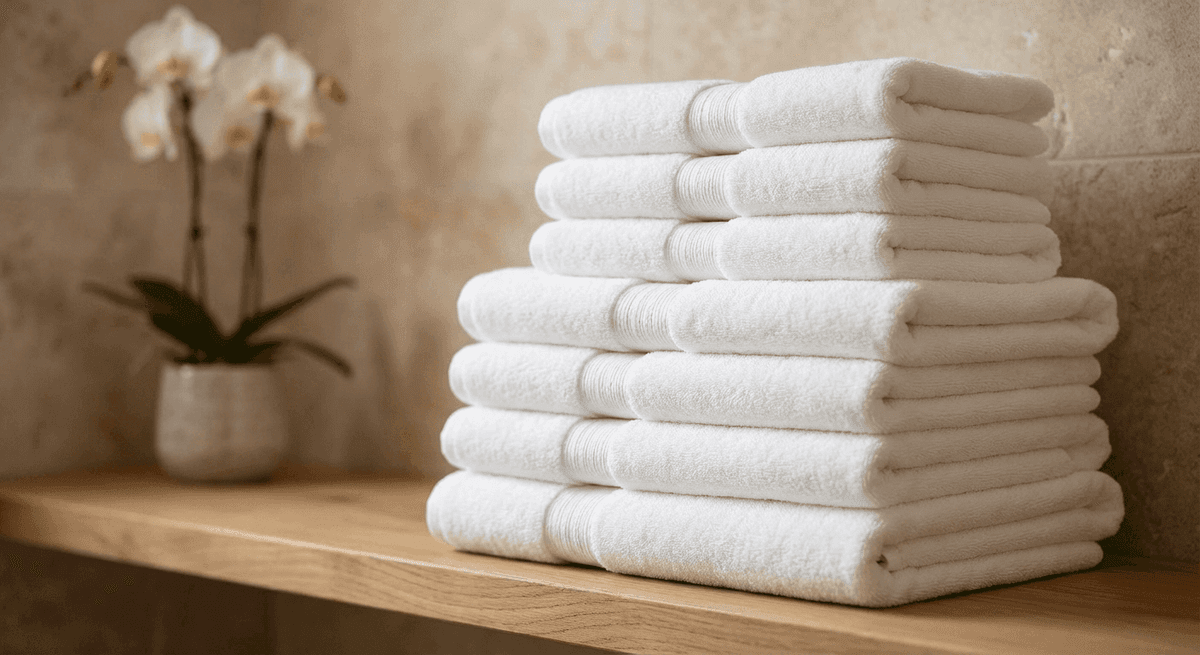 Premium stack of fluffy white towels